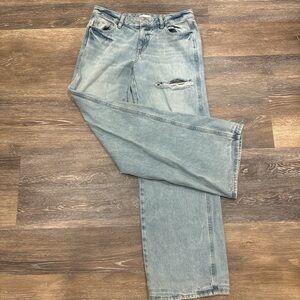 PacSun Light Blue Denim Jeans with Tan Label